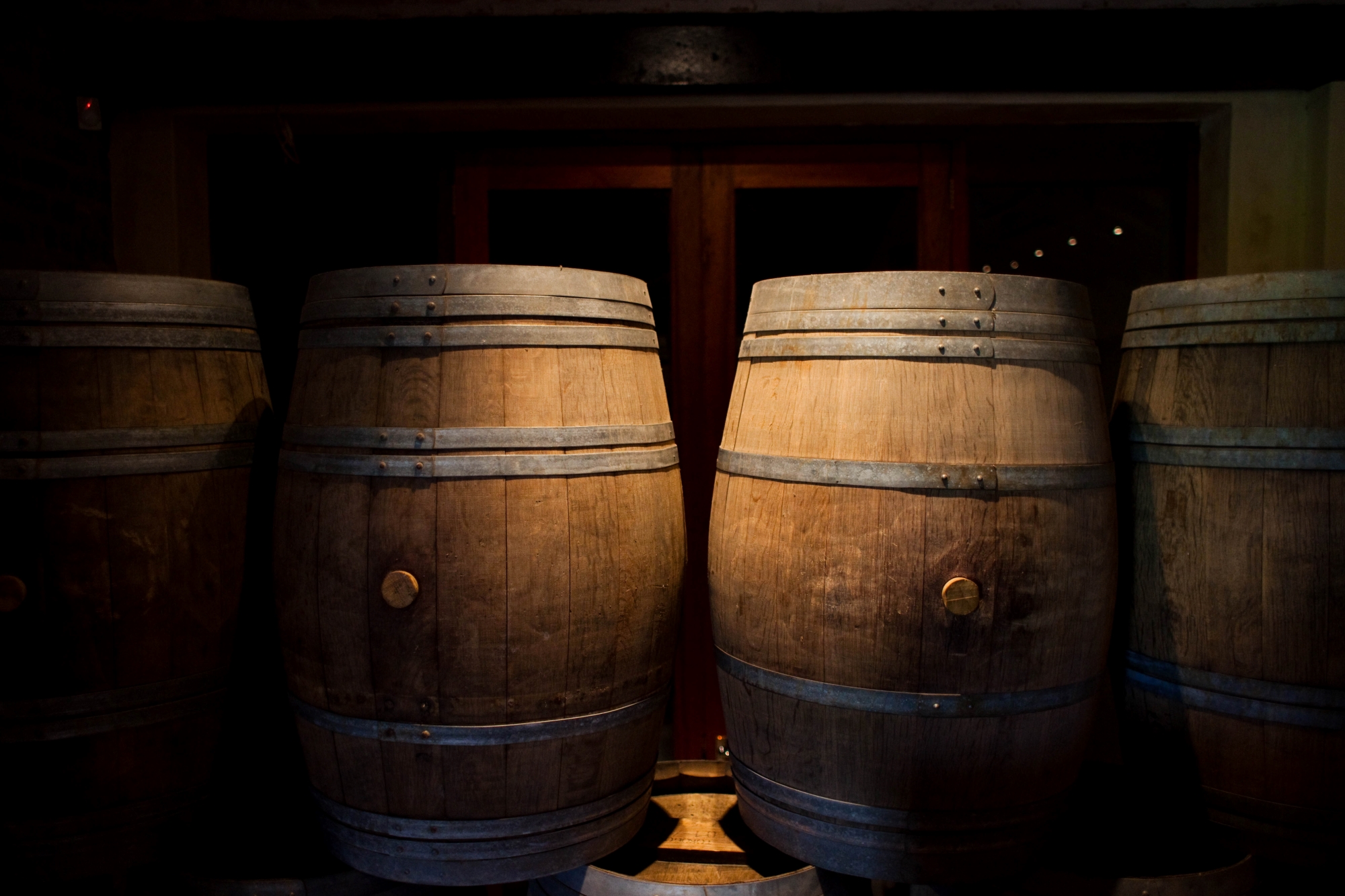 wine barrels in a row
